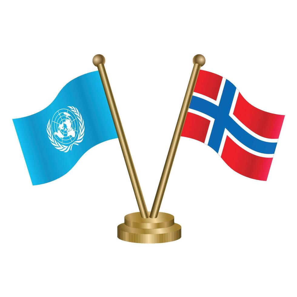 United Nations and Norway table flags. vector