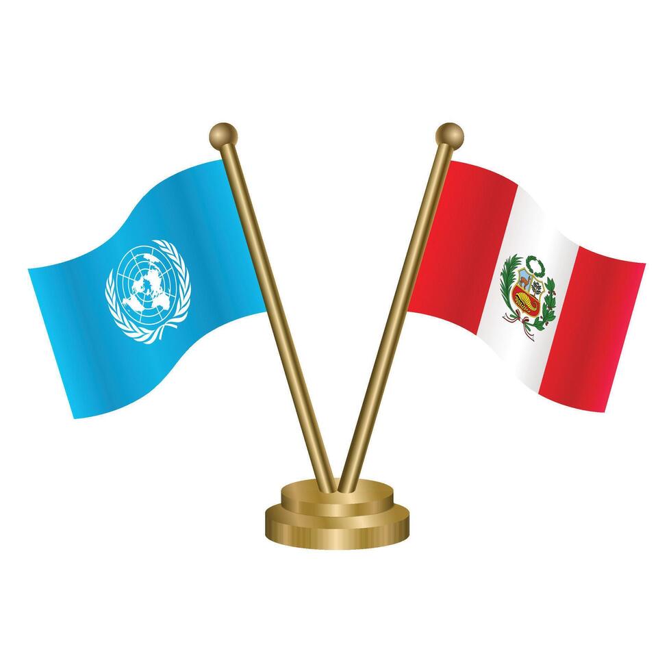 United Nations and Peru table flags. vector