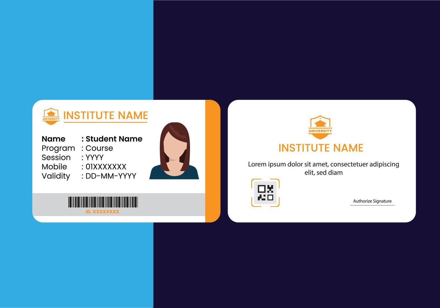 Modern School ID Card Design Template vector