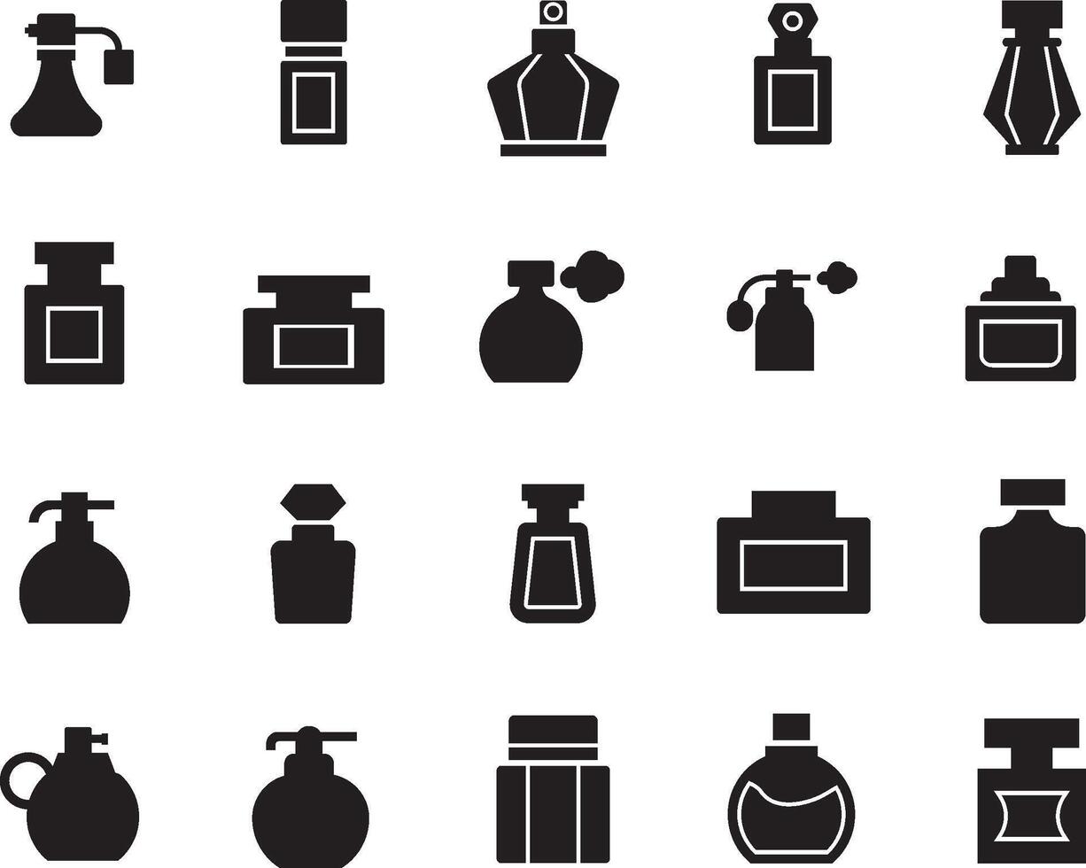 set perfume icon or logo design isolated sign symbol illustration. A collection of high quality black line style icons vector