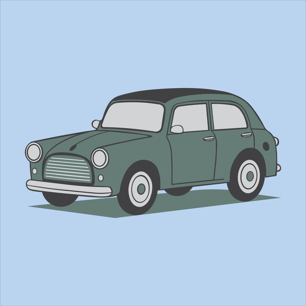 a retro, cartoon-style car with a 1960s vibe vector