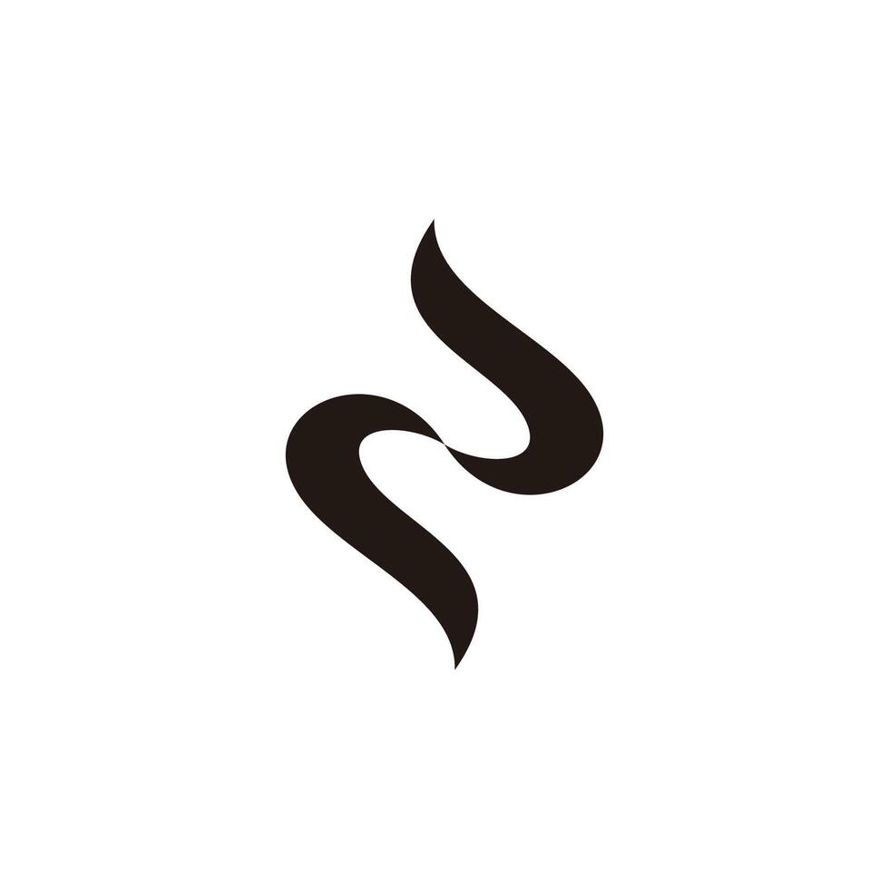 letter n number 2 ribbon fabric logo vector