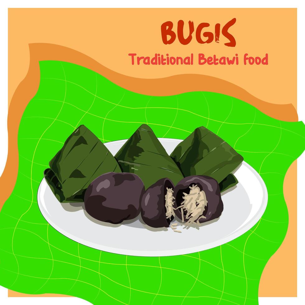 Traditional Indonesian food from the Betawi tribe called Bugis cake vector