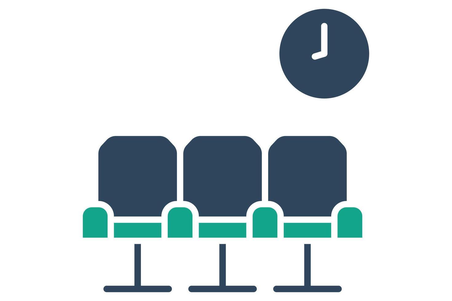 Lobby icon. solid icon style. chair with clock. icon related to reception. hotel elements illustration vector