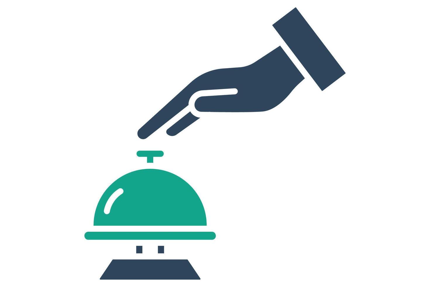 Desk bell icon. solid icon style. hand with bell. icon related to reception. hotel elements illustration vector