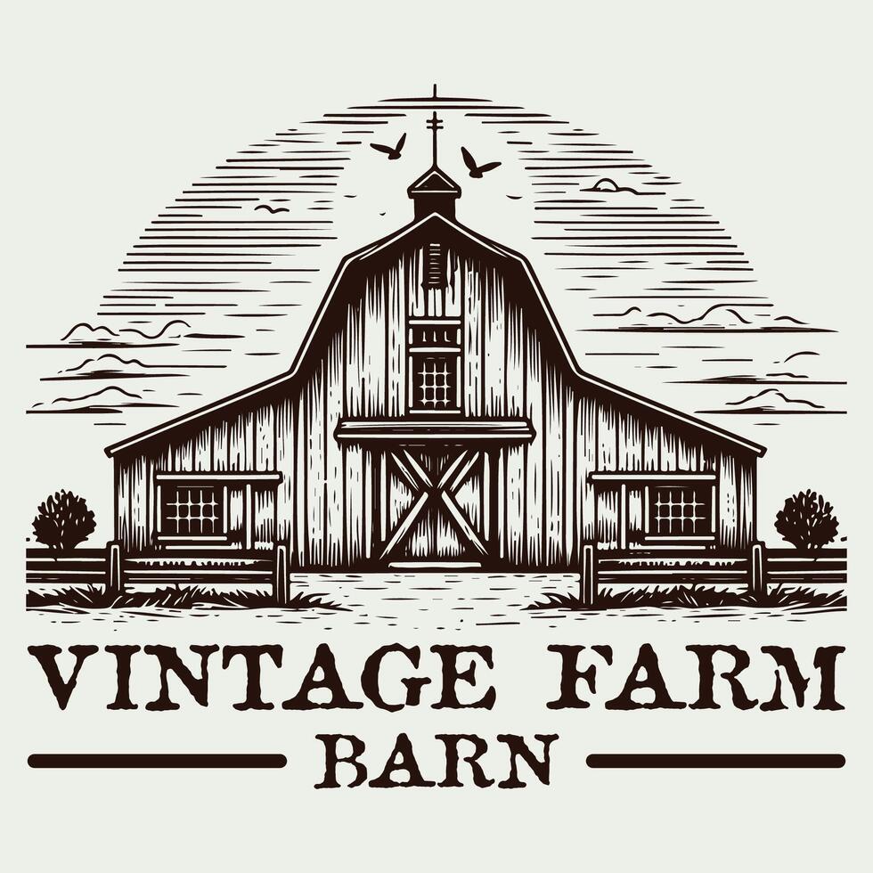 Vintage Barn Farm Logo Design vector