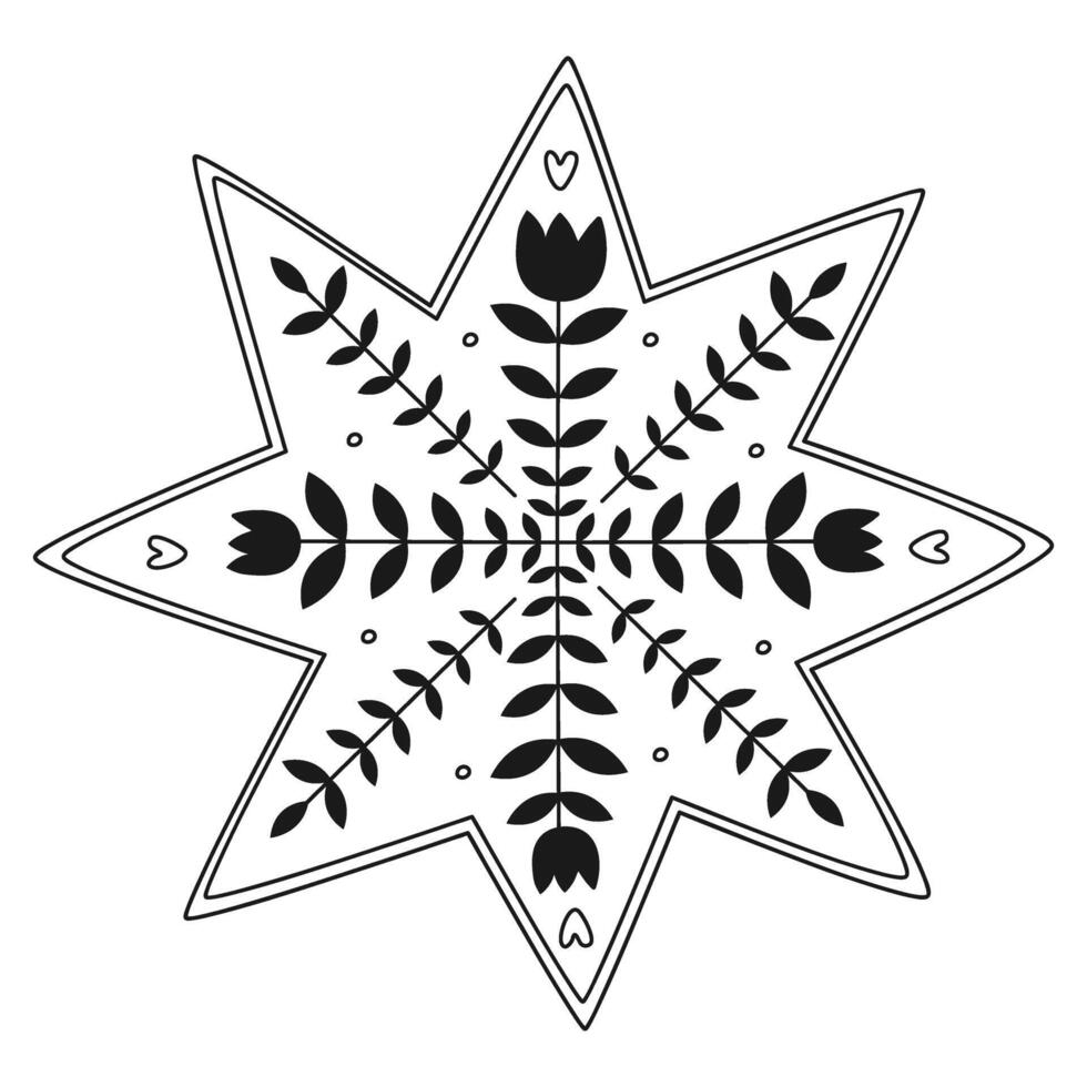 Doodle star.Decorative Swedish element for Christmas, New Year design. Hand-drawn illustration isolated on transparent background. illustration EPS10. vector