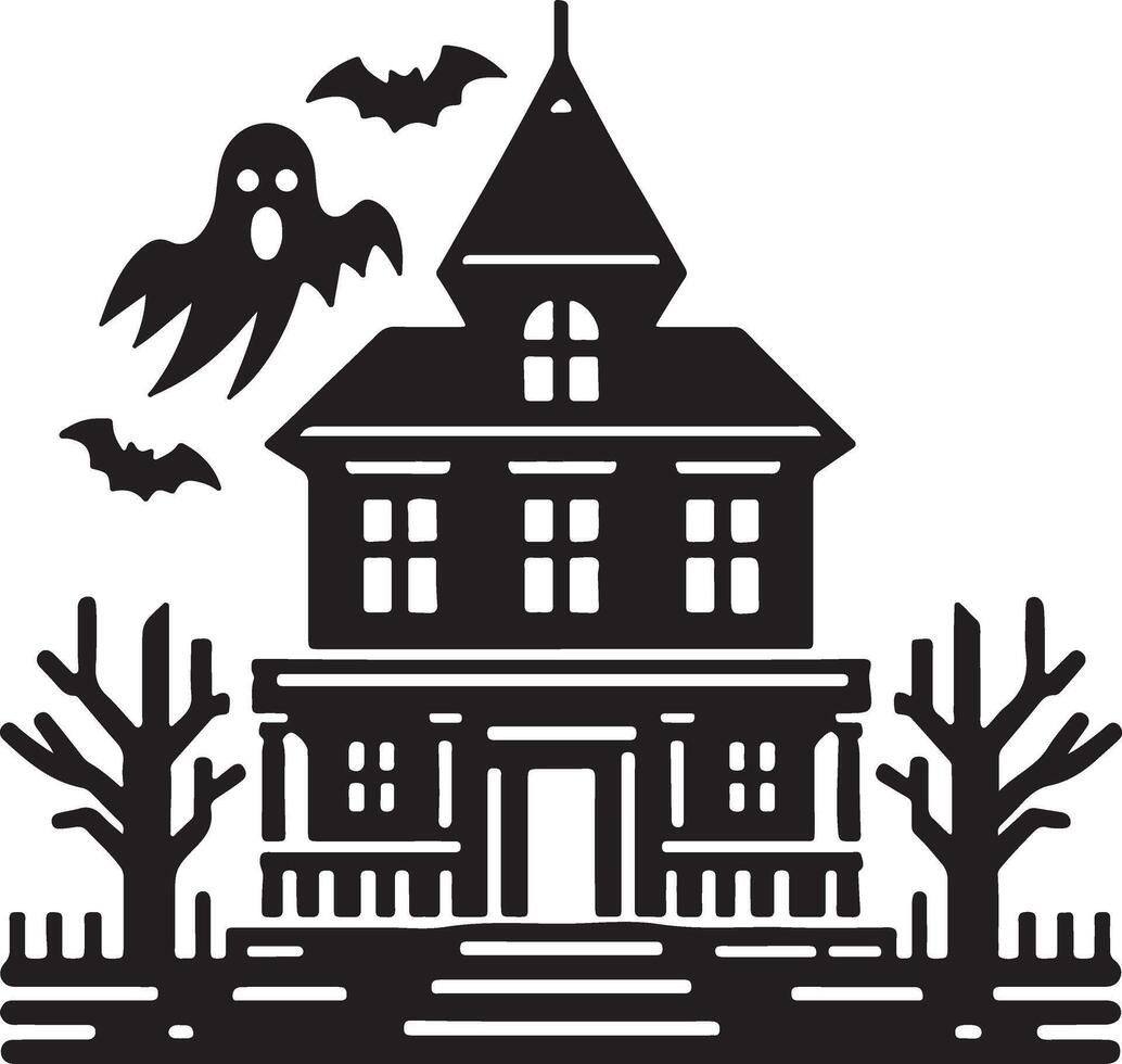 Silhouette black Spooky House vector
