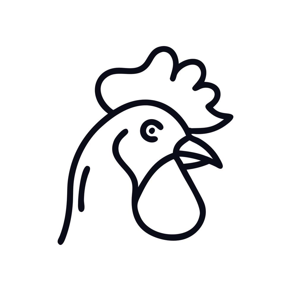 A black and white line drawing of a chicken vector