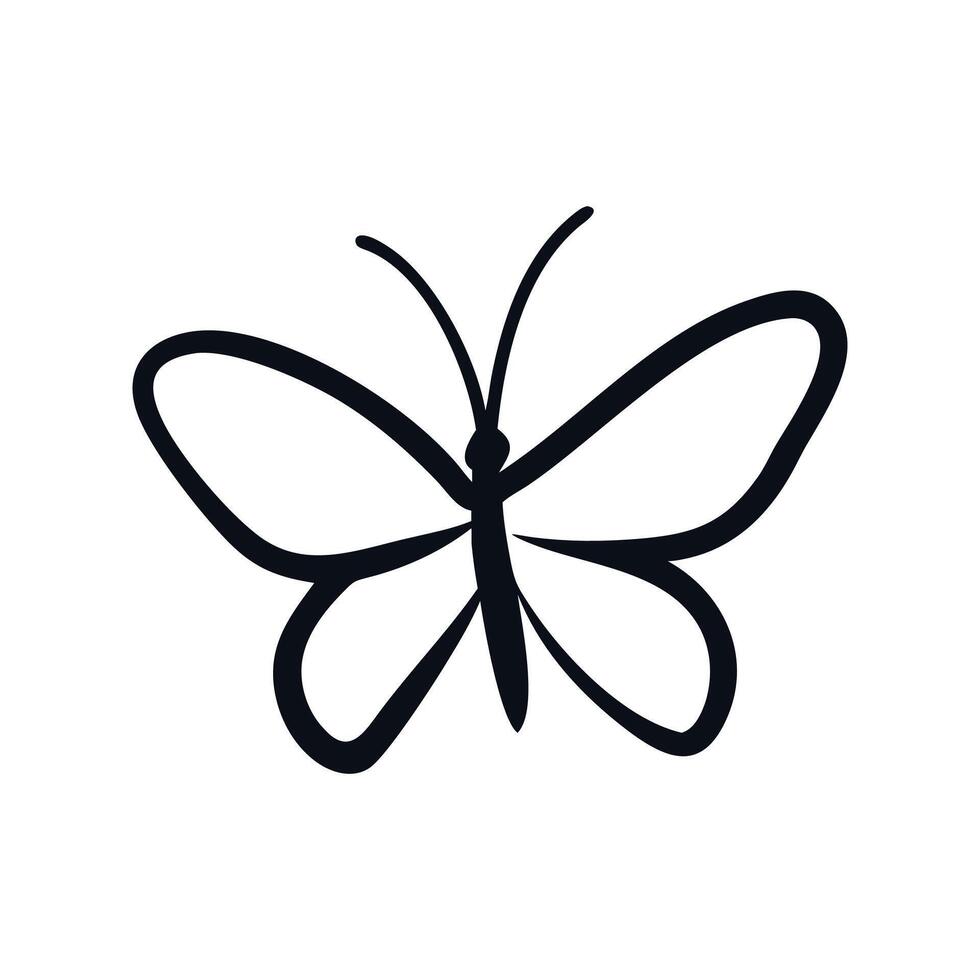 A black and white butterfly icon on a white background vector