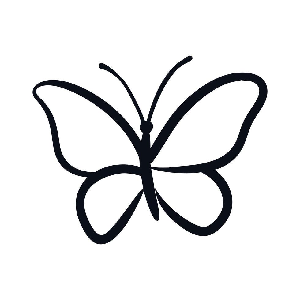 A black and white butterfly on a white background vector