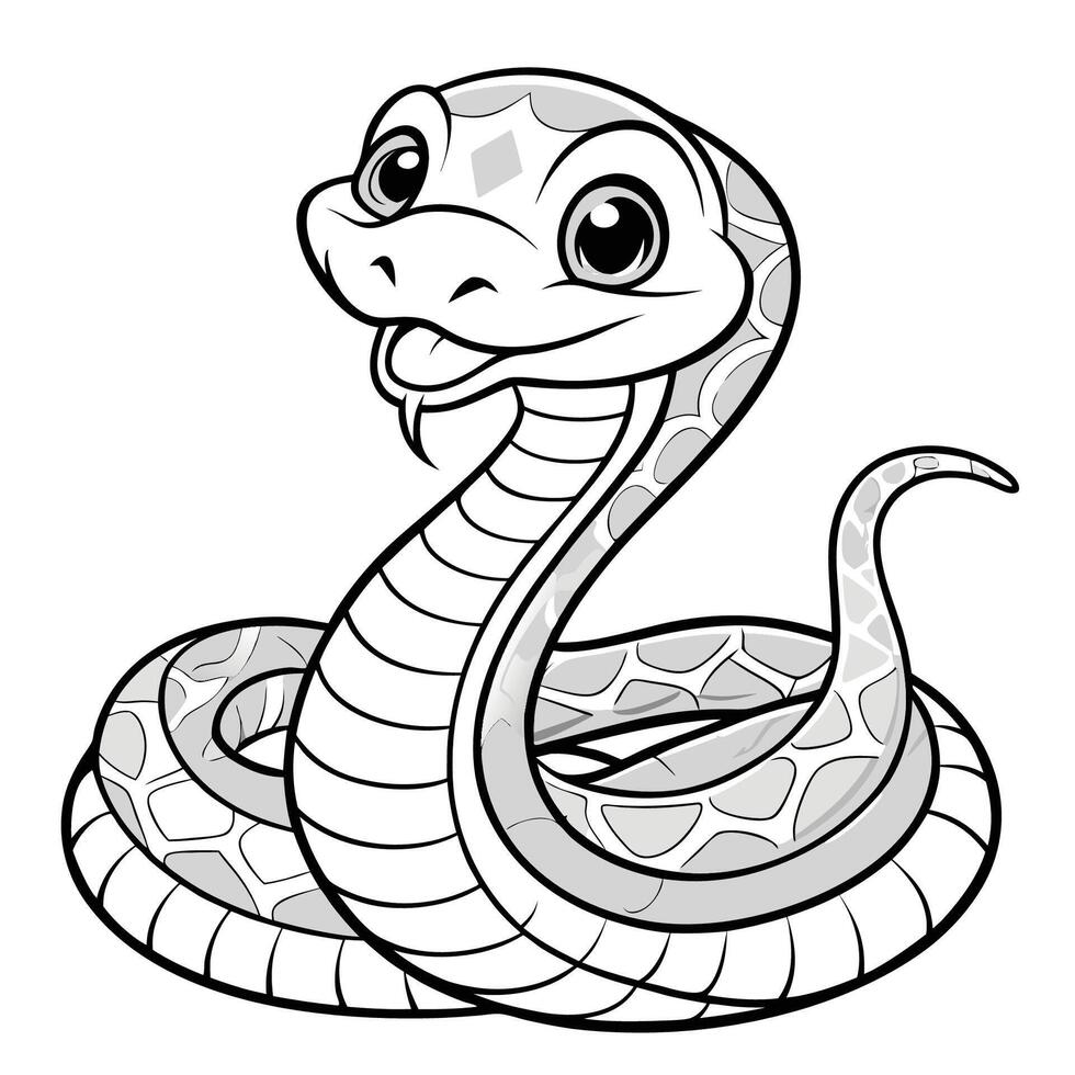 Intricate Coloring Page Featuring a Majestic Snake vector