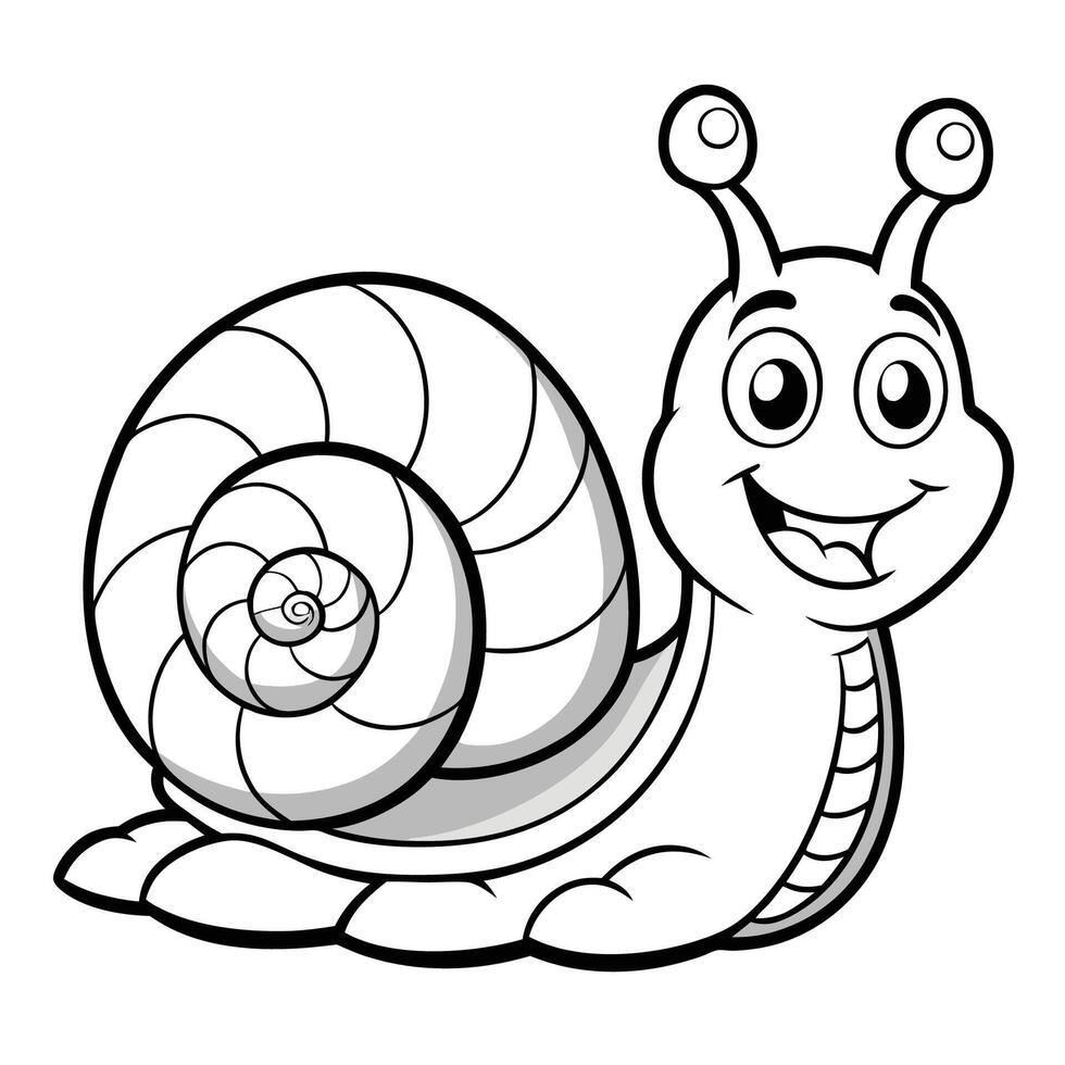 Cartoon Snail Coloring Page with Fun and Creative Doodle Designs vector