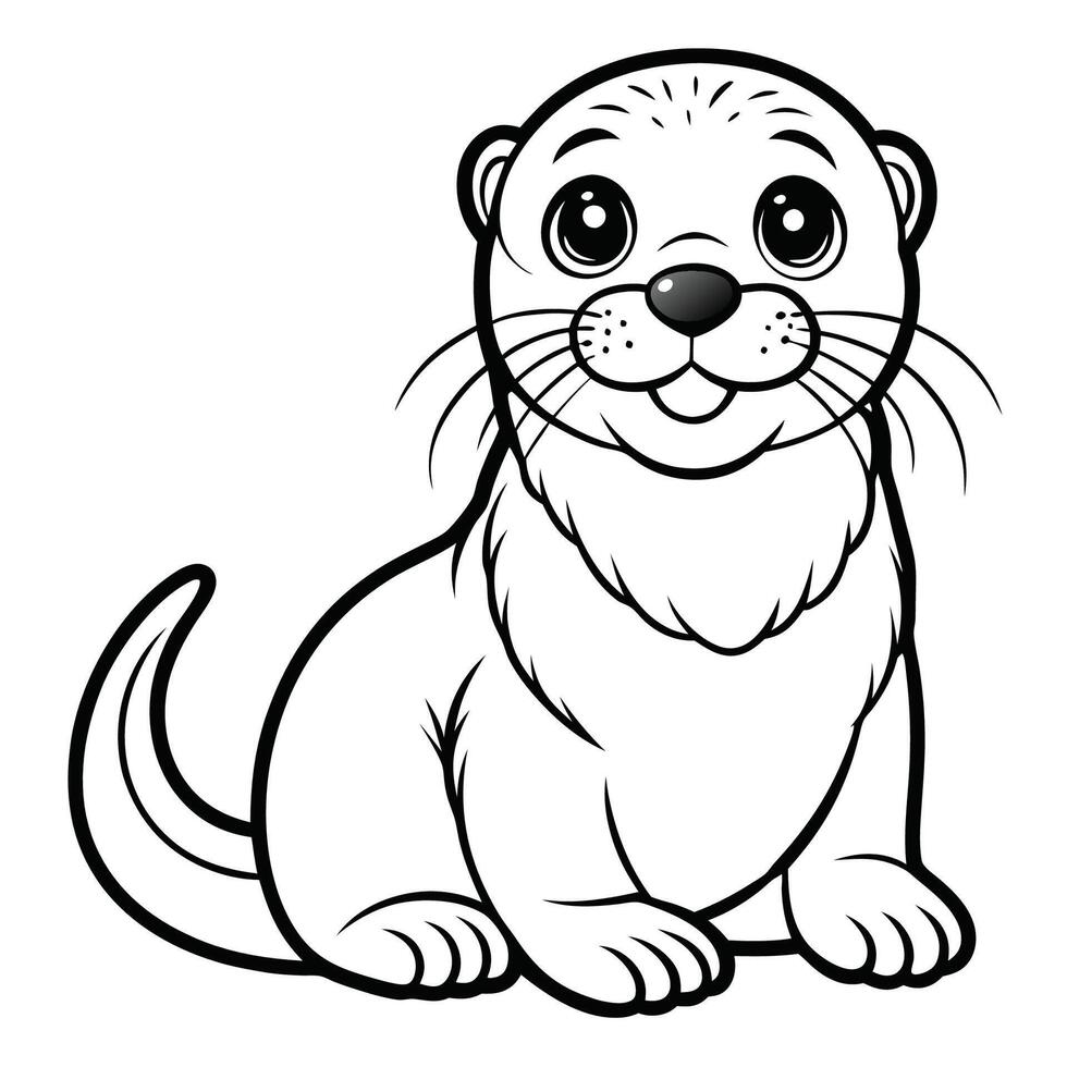 Printable Sea Otter Coloring Page for Kids and Adults Explore the Ocean s Cutest Creatures vector