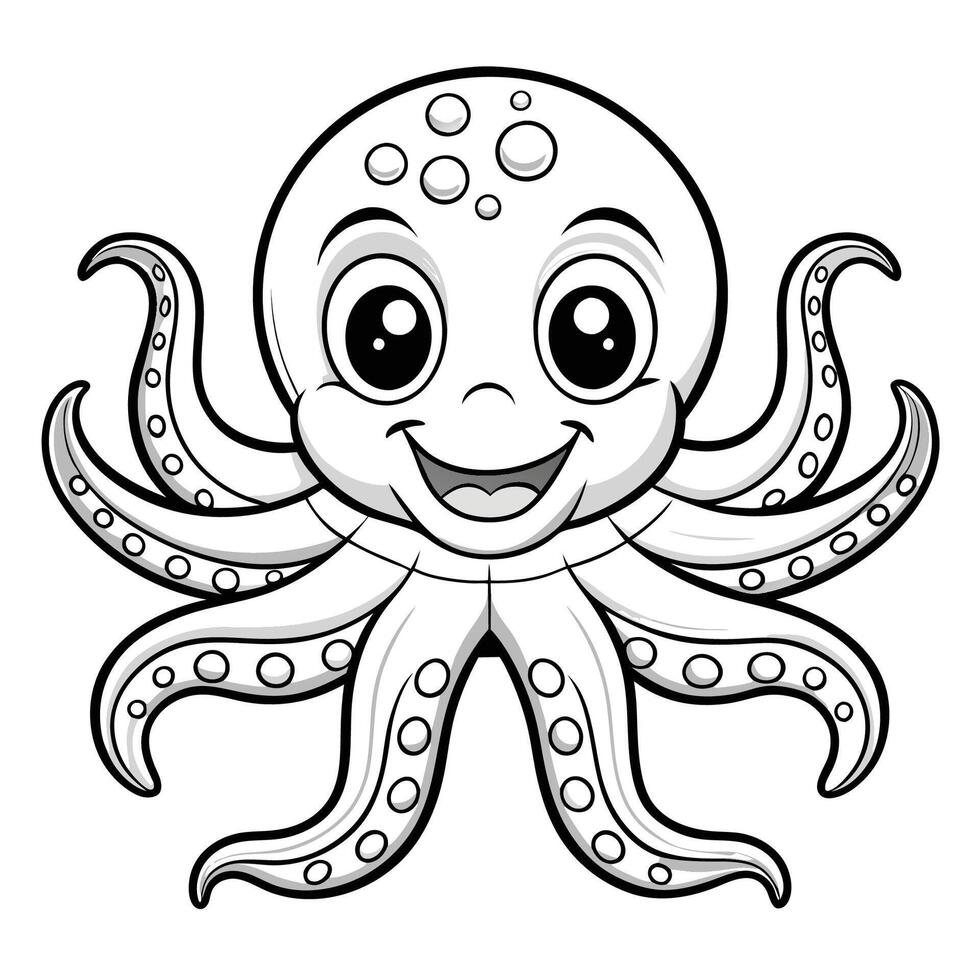 Printable Coloring Page Featuring an Intriguing Monster Octopus for Kids vector