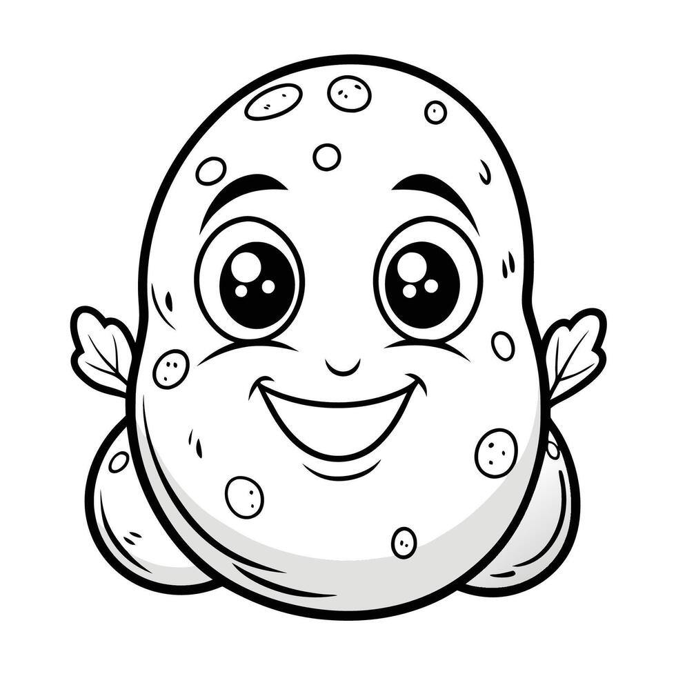 Fun Potato Coloring Page for Kids with Simple Shapes and Details vector