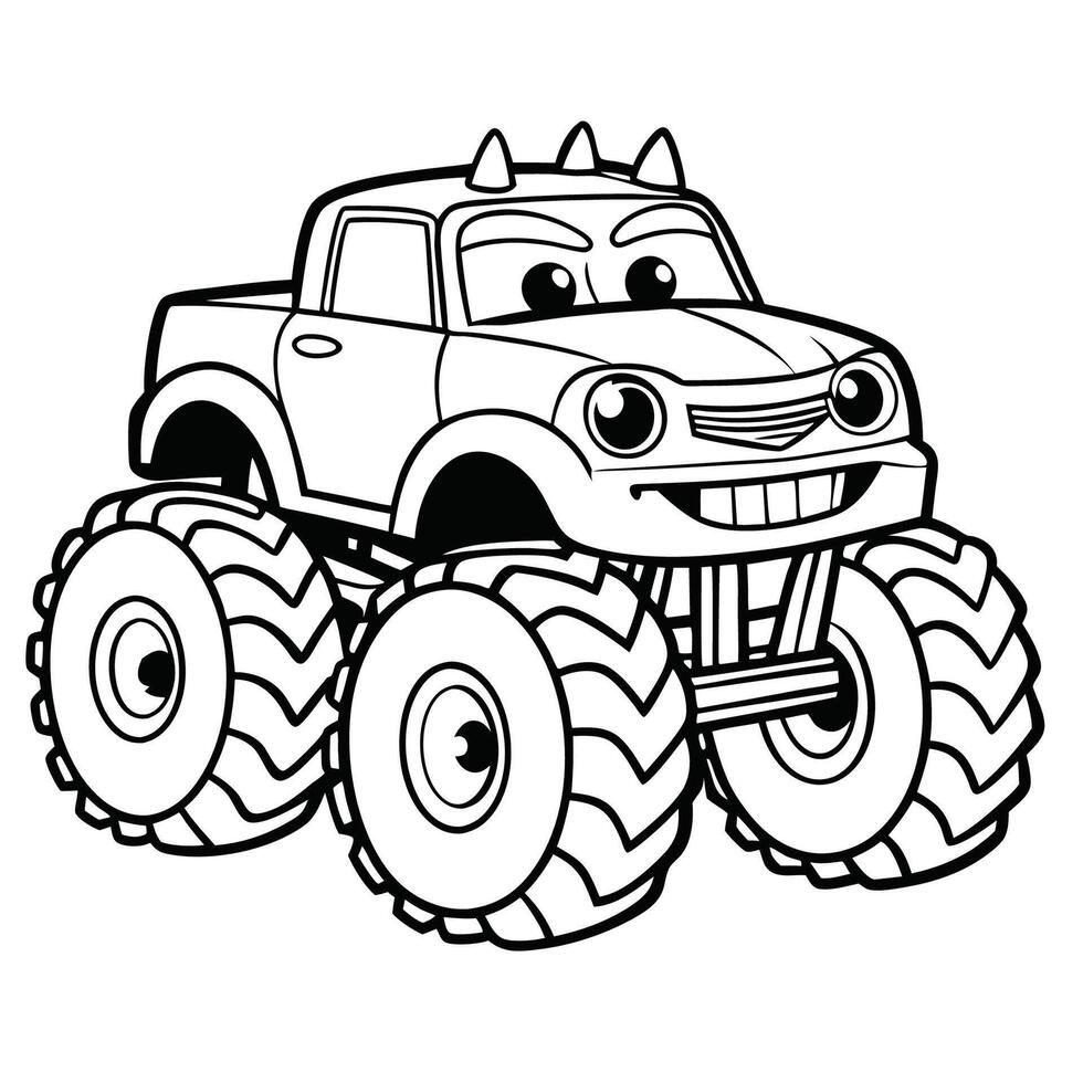 Printable Monster Truck Coloring Page for Kids and Adults vector
