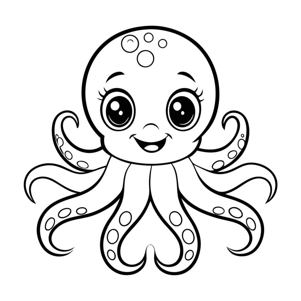Creative Coloring Page Depicting a Monstrous Octopus for Kids to Enjoy vector