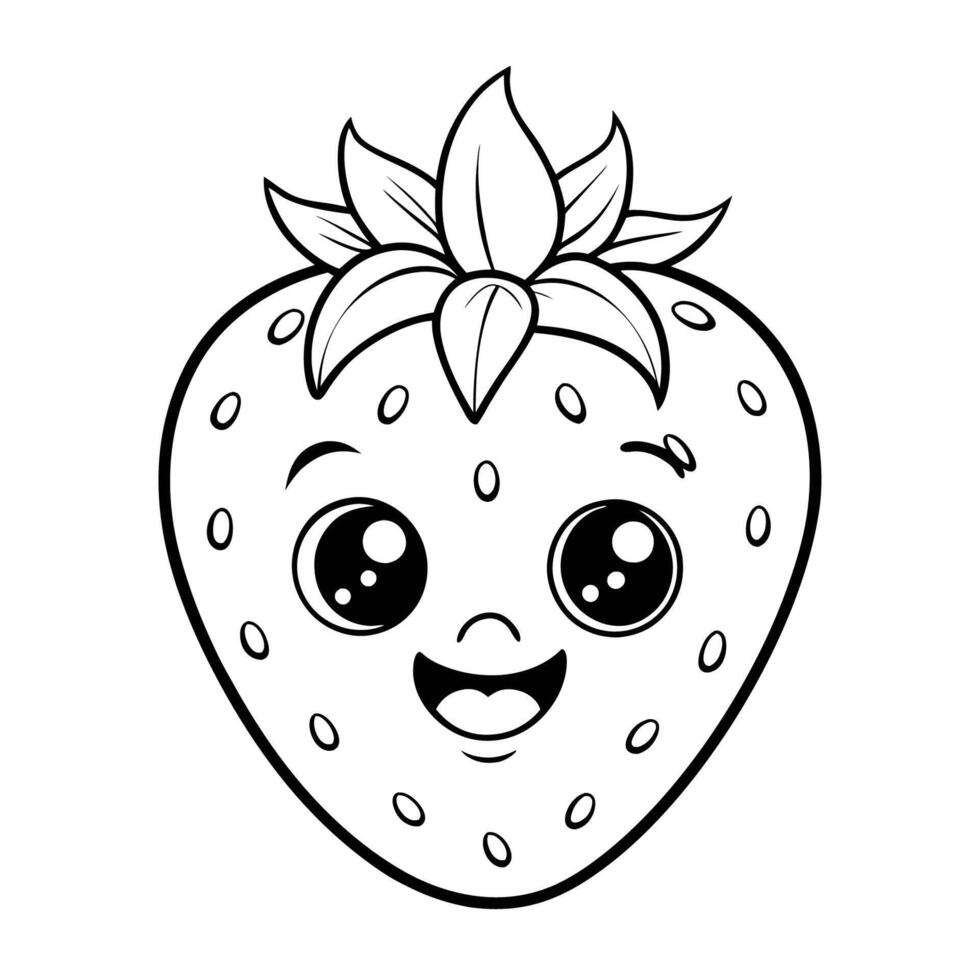 Free Printable Strawberry Coloring Page for Kids to Download vector