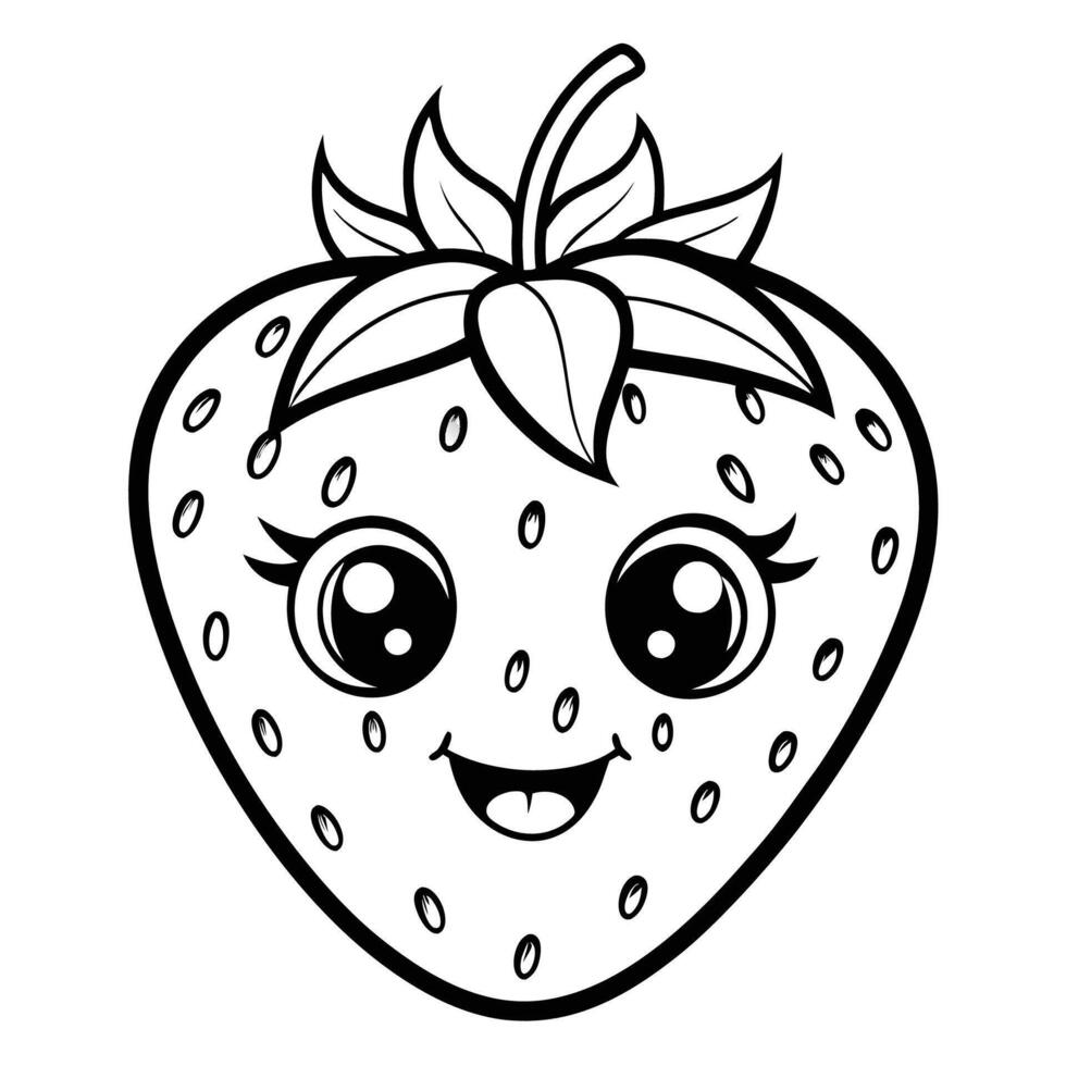 Fun Strawberry Coloring Page for Kids to Unleash Their Creativity vector