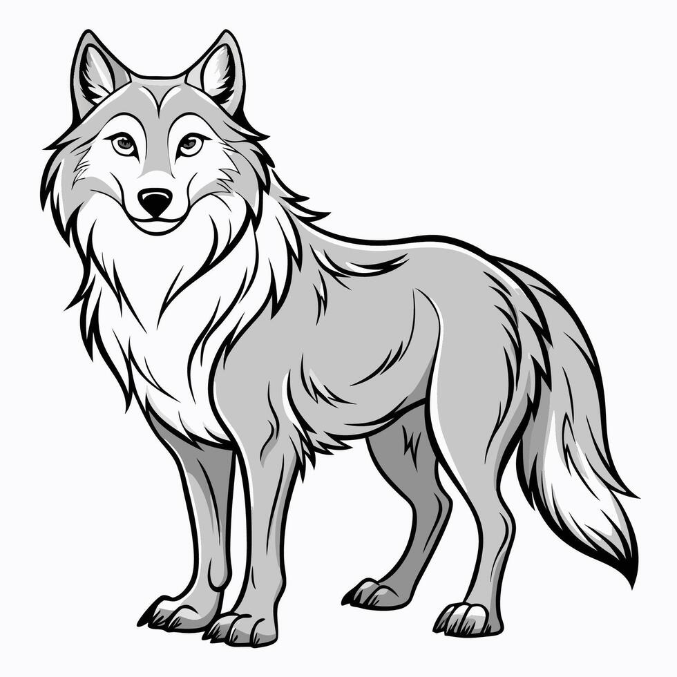 Printable Wolf Illustration for Coloring A Fierce Friend in Nature vector