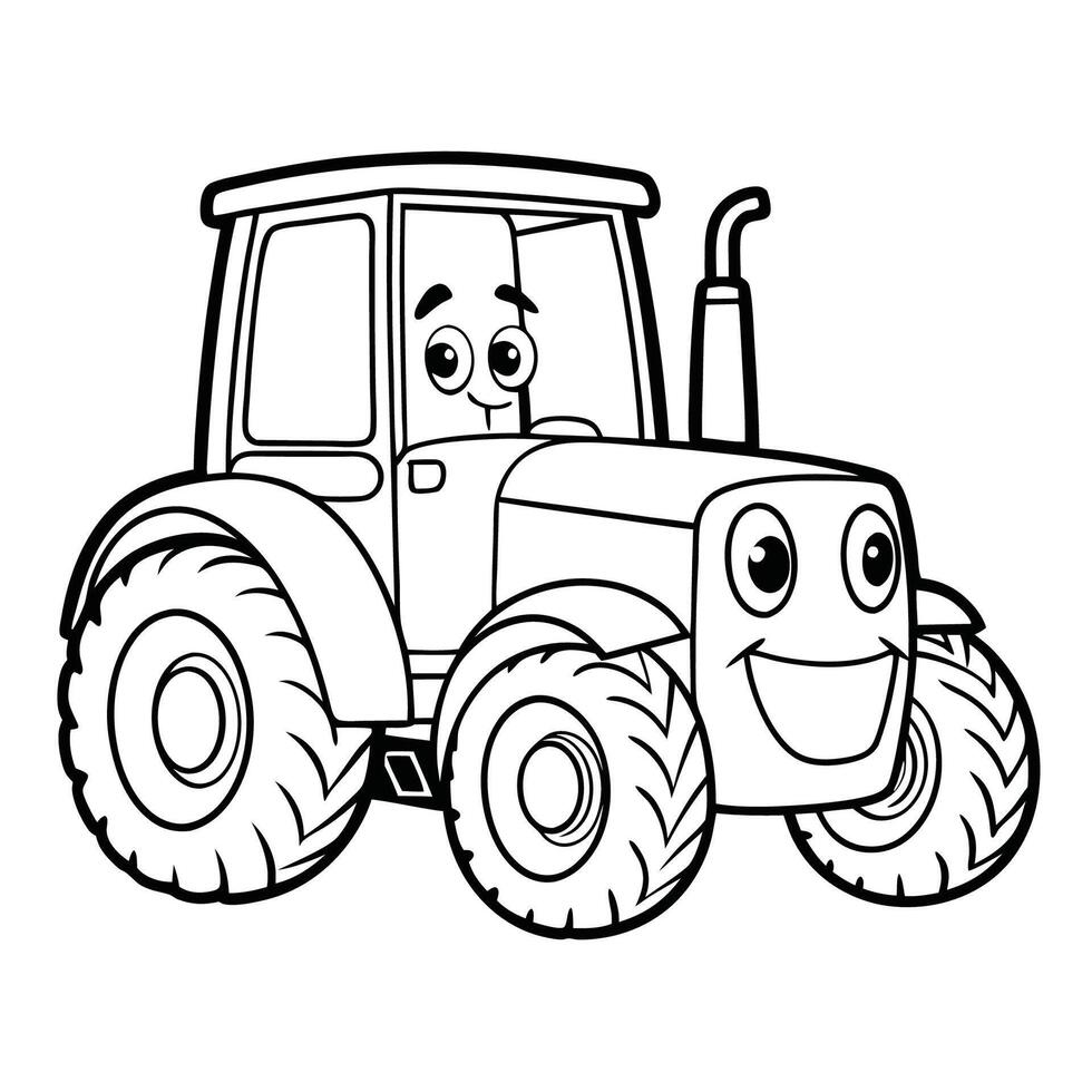 Printable Tractor Coloring Page for Kids and Toddlers vector