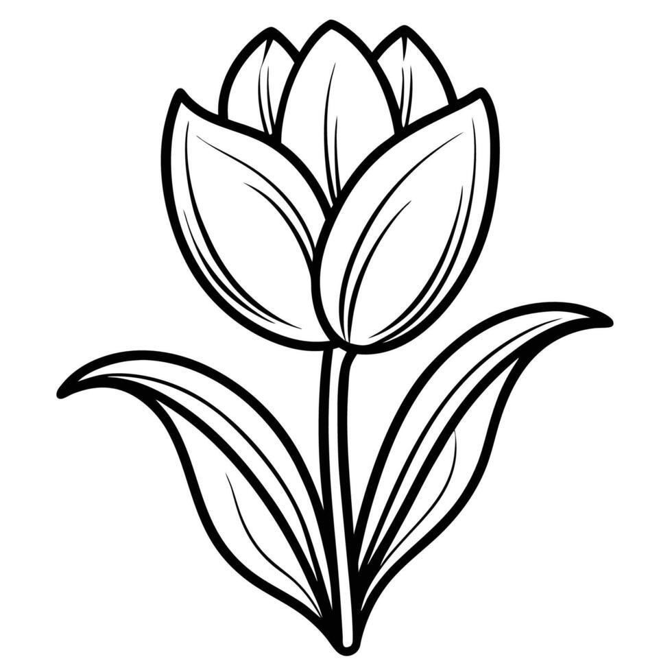Printable Coloring Page for Nature Enthusiasts Intricate Tulip Flower Design vector
