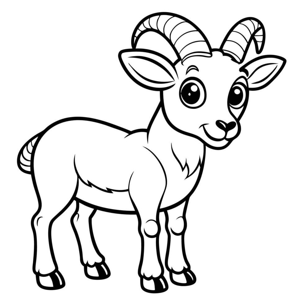Printable Coloring Page Featuring an Urial Sheep in Detailed Close Up vector
