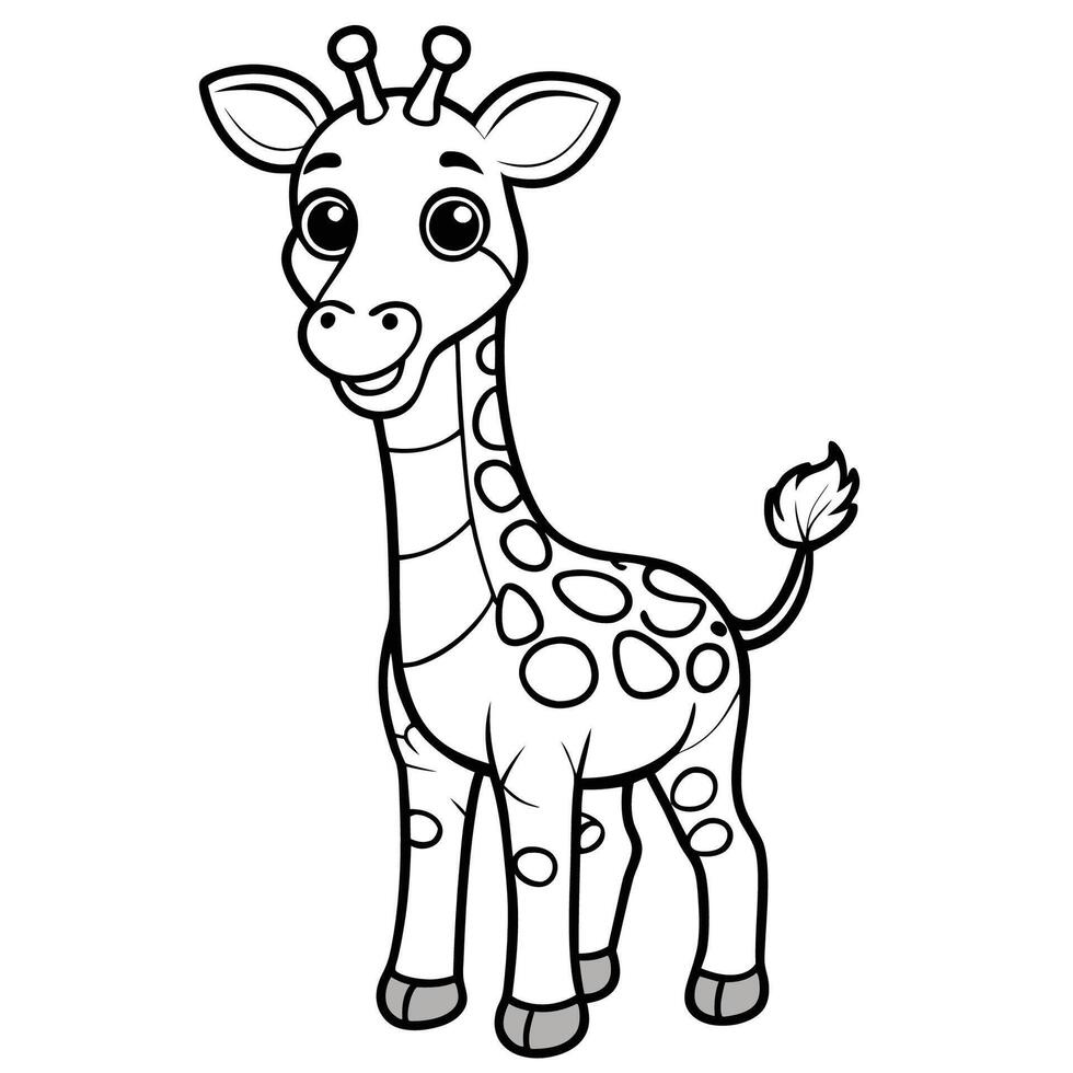 Cartoon Giraffe Coloring Page for Kids and Toddlers to Print and Color vector