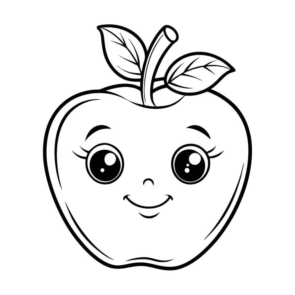 Apple Coloring Page for Kids A Fun Activity for Young Artists vector
