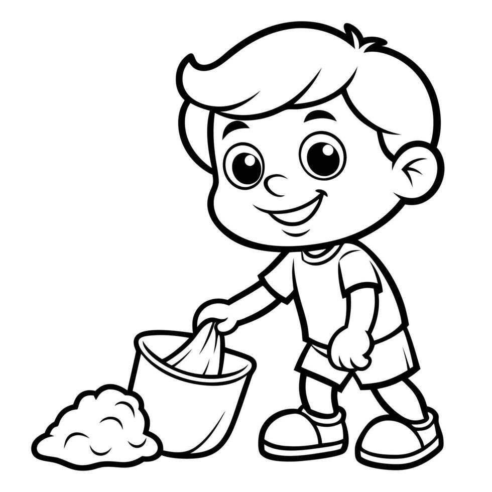Boy Embracing Environmental Responsibility through Litter Removal vector