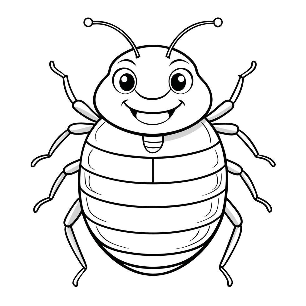 Cartoon Bedbug Illustration for Kids to Color vector