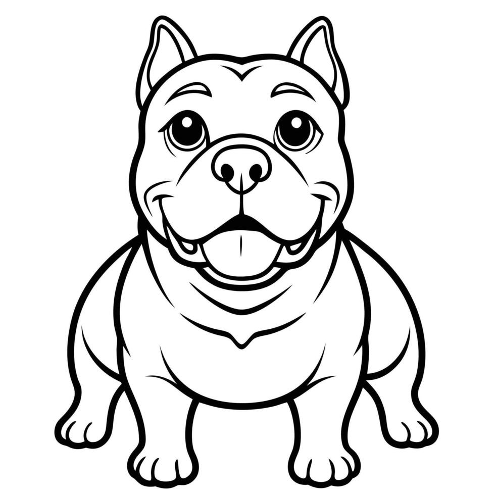 Coloring Page of an American Bully Dog A Fun Activity for Kids vector