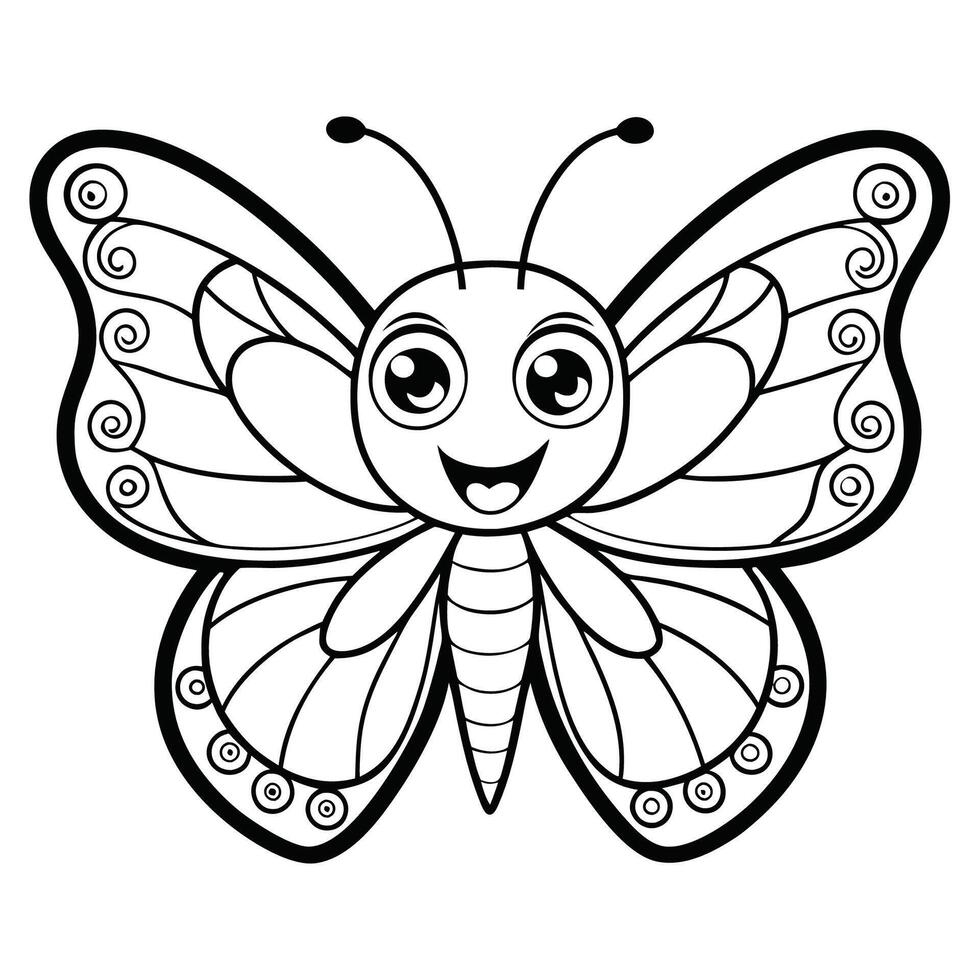 Vibrant Butterfly Coloring Page, Ready for Creative Expression vector