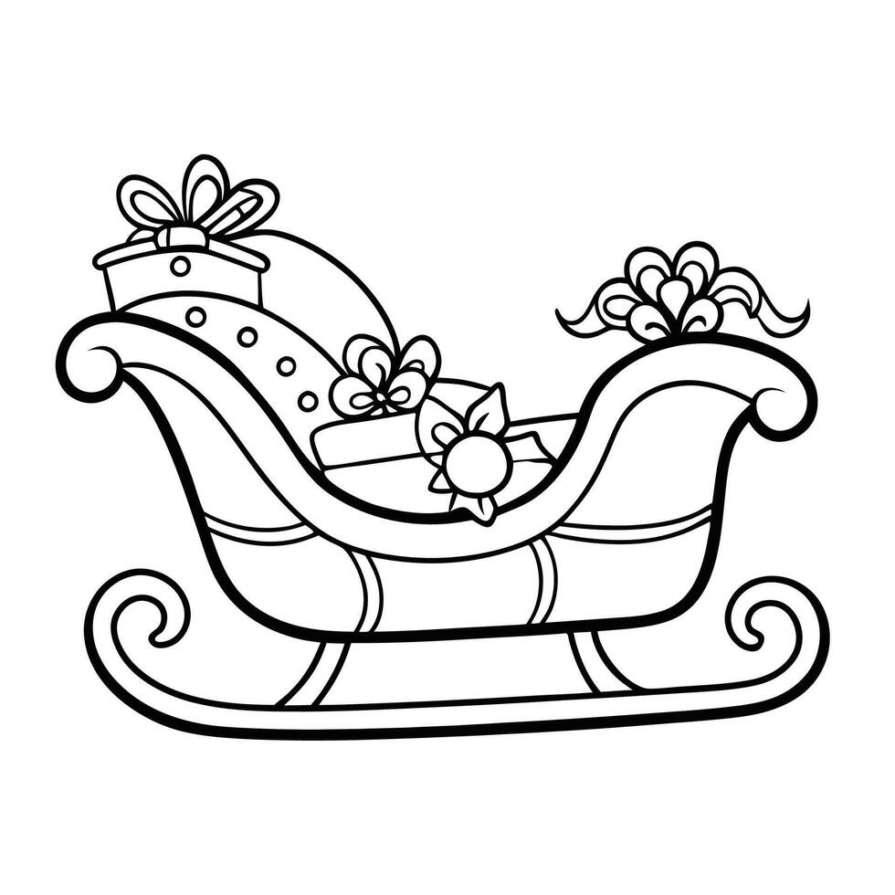 Joyous Christmas Sleigh Ride Coloring Page with Detailed Illustrations vector