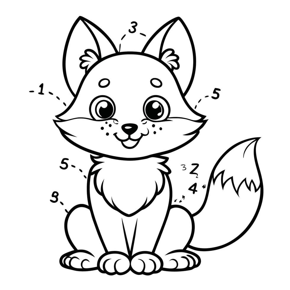 Fun Dot to Dot Fox Coloring Page for Kids to Develop Fine Motor Skills and Creativity vector
