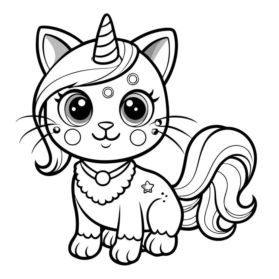 Dot to Dot Cat and Unicorn Coloring Page for Creative Kids vector