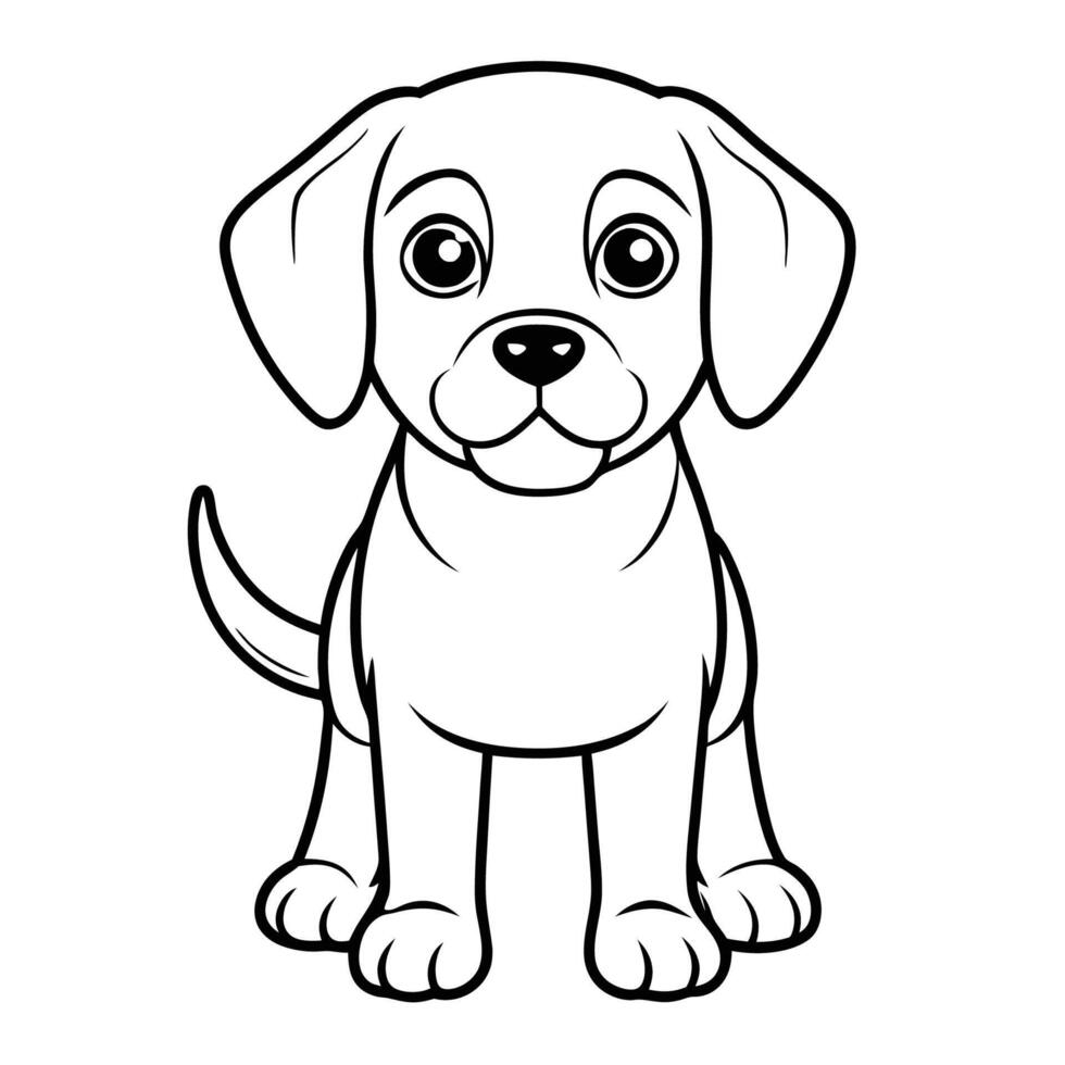 Adorable Cartoon Chocolate Labrador Dog for Kids to Color vector