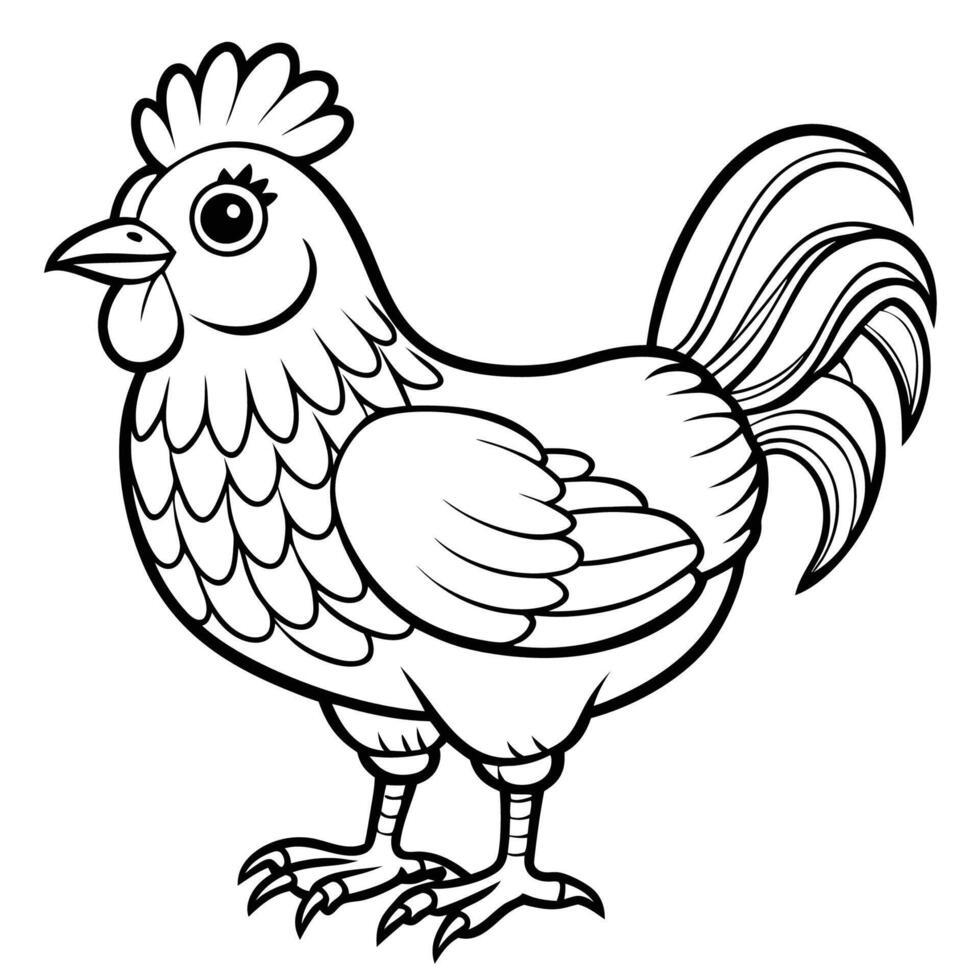Chicken Coloring Page A Vibrant and Detailed Illustration for Kids vector