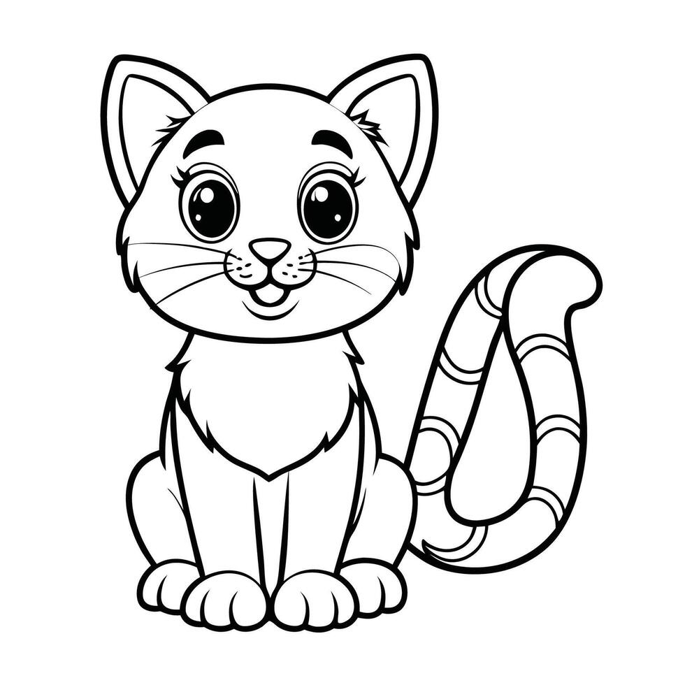 Educational Alphabet Coloring Page Featuring a Cat and the Letters ABC vector