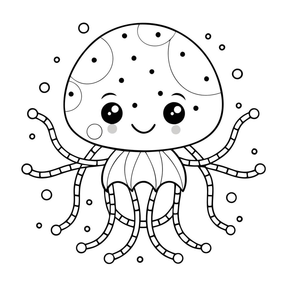 Connect the Dots Activity Create an Enchanting Jellyfish Coloring Page for Kids vector