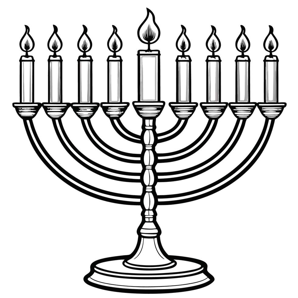 Creative Kids Hanukkah Menorah Coloring Page with 3 Unique Designs vector
