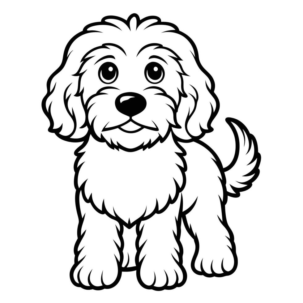 Golden Retriever and Poodle Mix Dog Cartoon in Vibrant Colors vector