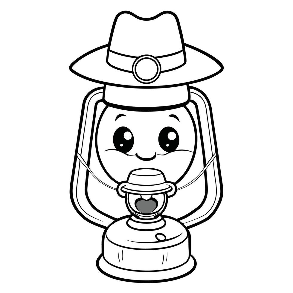 Cowboy Lantern Coloring Pages for Kids Illuminate the Wild West Adventure vector
