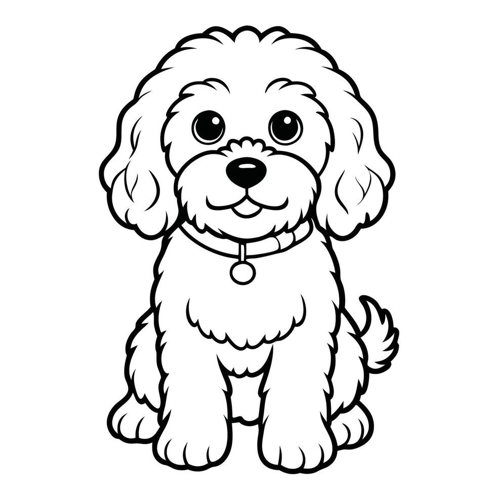 Cartoon Illustration of a Colored Goldendoodle Dog with a Friendly Expression vector