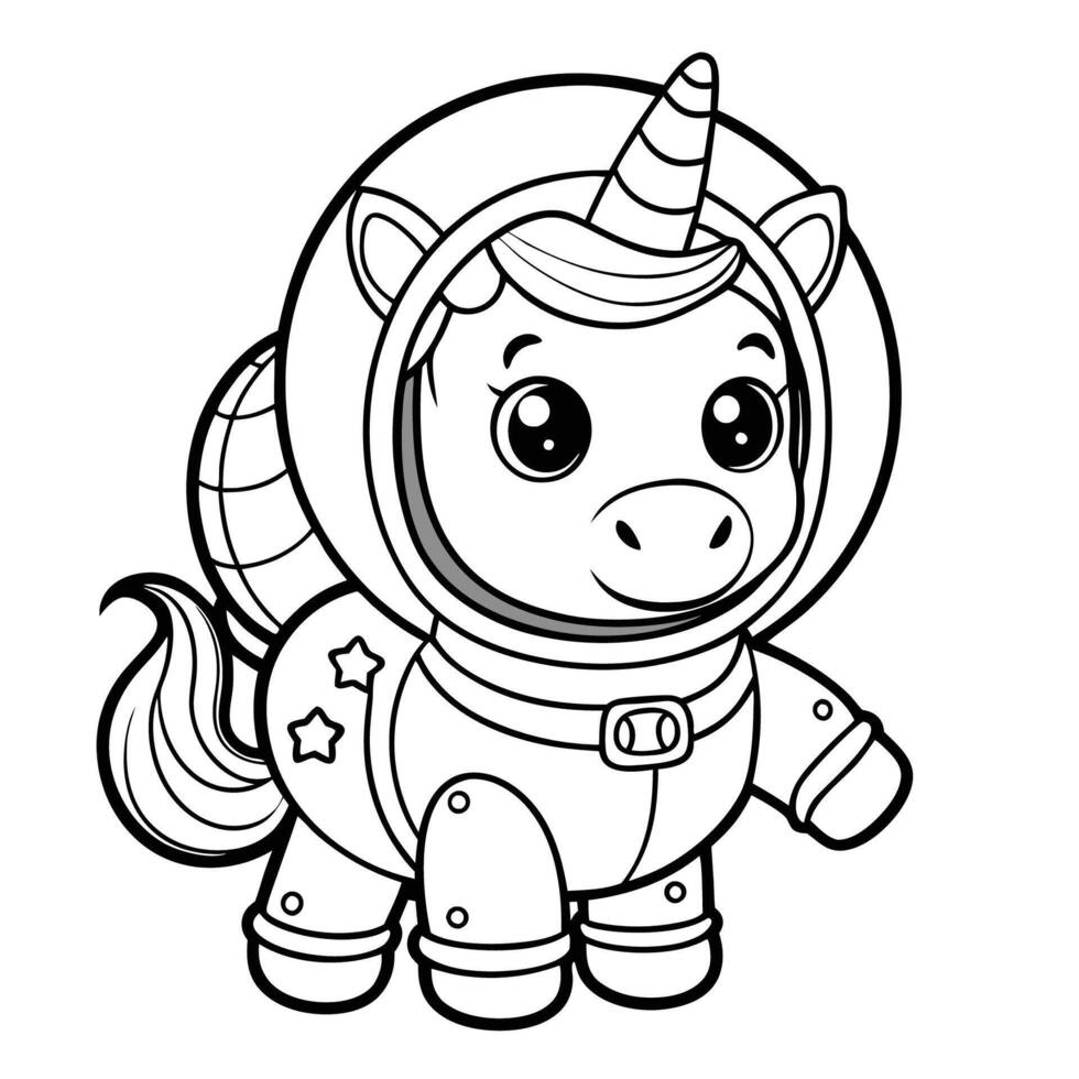 Connect the Dots Magical Unicorn Astronaut Coloring Adventure vector