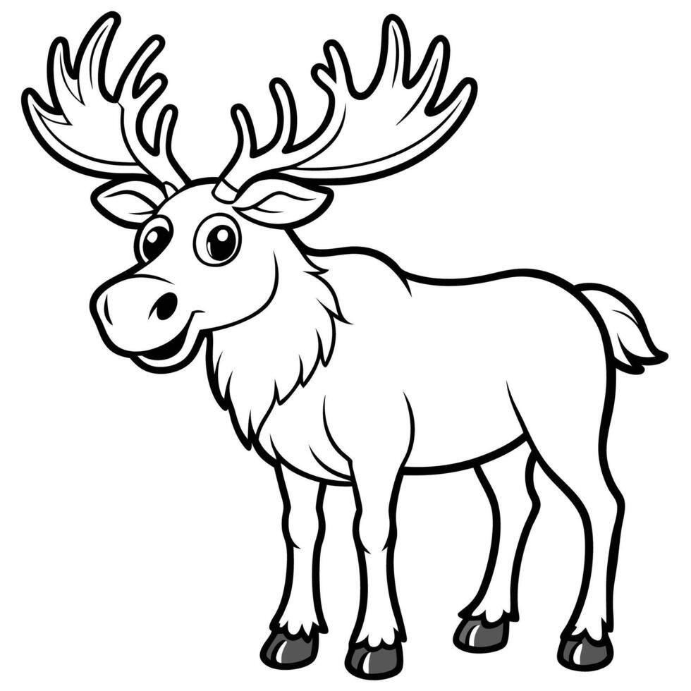 Printable Moose Coloring Template for Kids and Adults vector