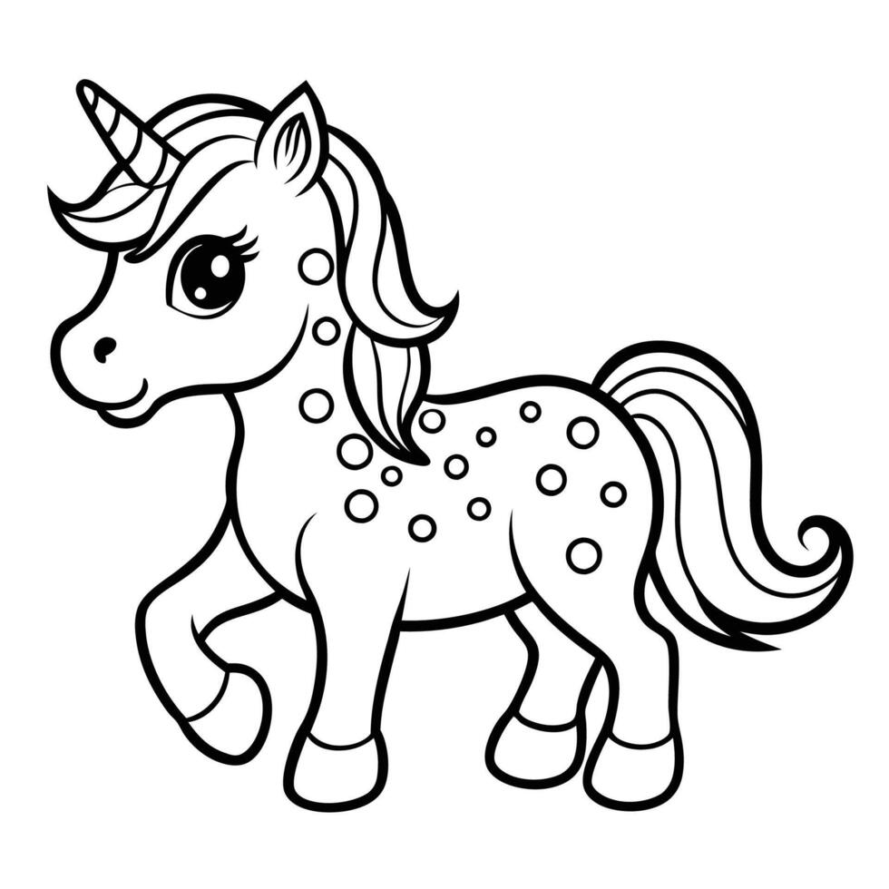 Dot to Dot Unicorn Walking in Isolation for Coloring Activity vector