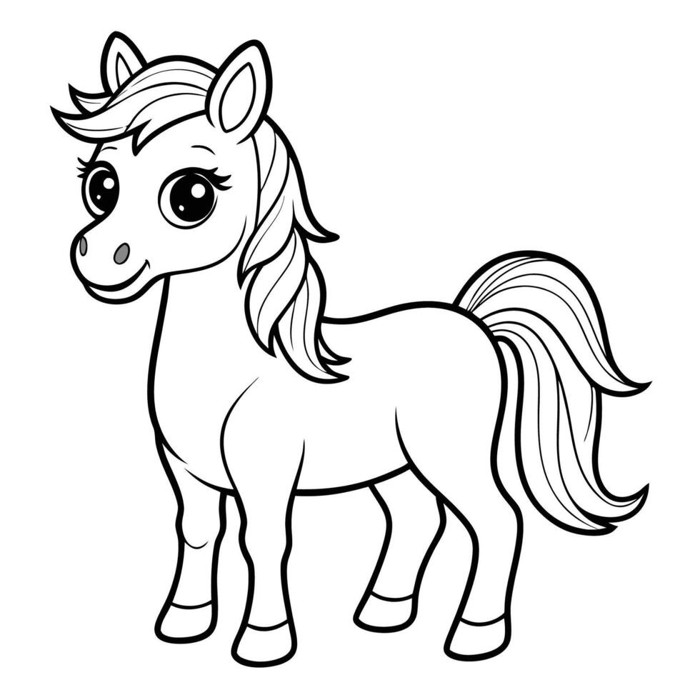 Intricate Horse Coloring Page for Kids to Unleash Their Creativity vector
