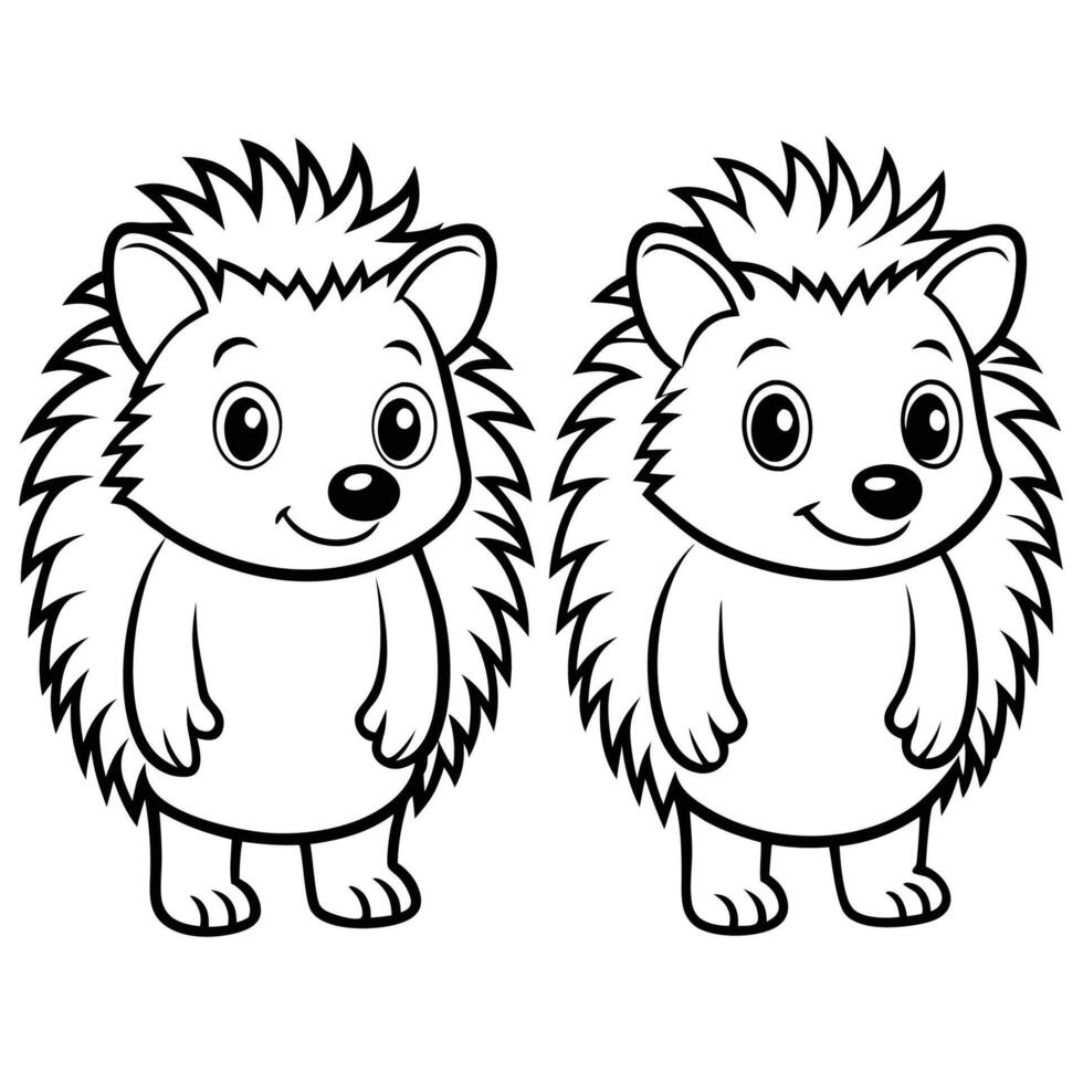 Fun Filled Hedgehog Maze and Difference Finder Coloring Page vector